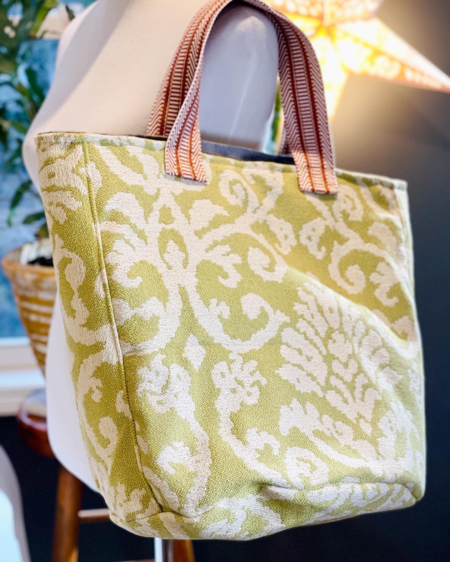 Large Green Upholstery Tote