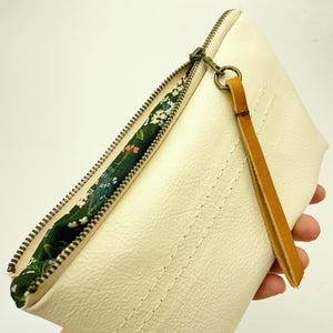 Upcycled White Leather Clutch