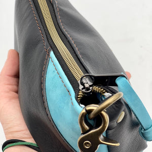 Soft Black + Teal Leather Mama Clutch