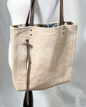 Buttery Tan Suede Shoulder Tote