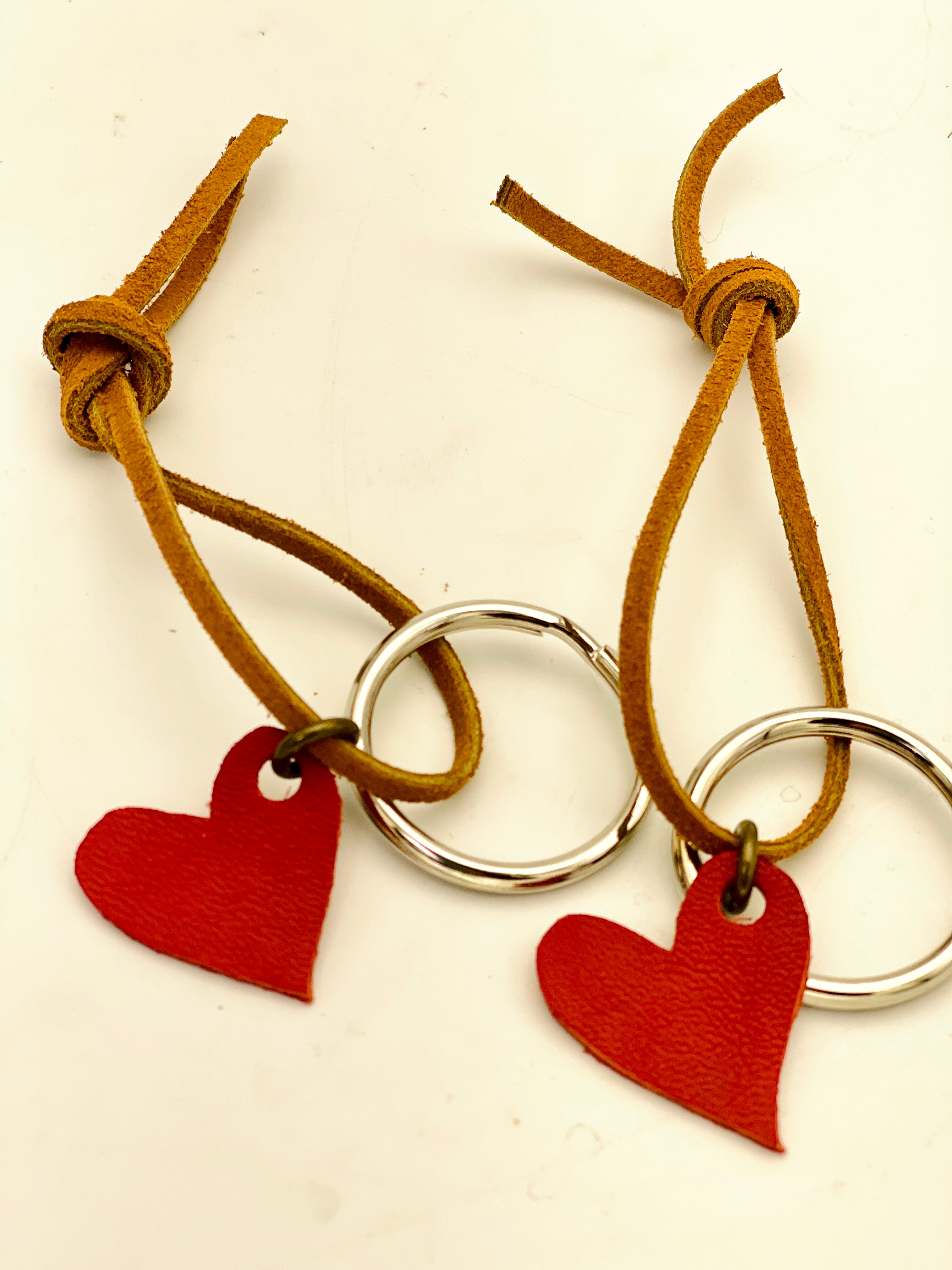 Italian Red Leather Heart Key Ring