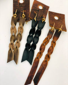 Double Braided Leather Earrings